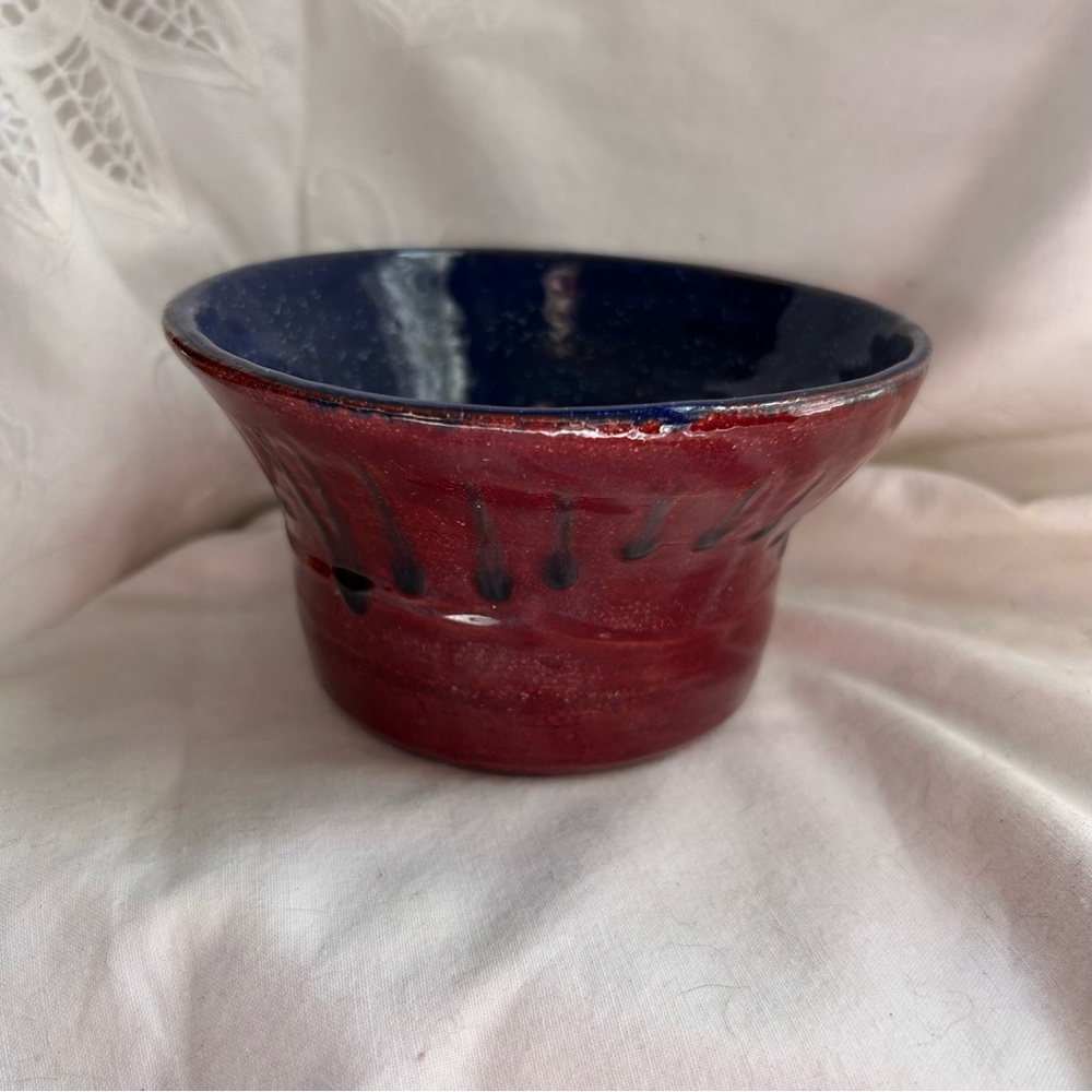 Pottery Planter Redware with drip glaze Hobbyist Signed